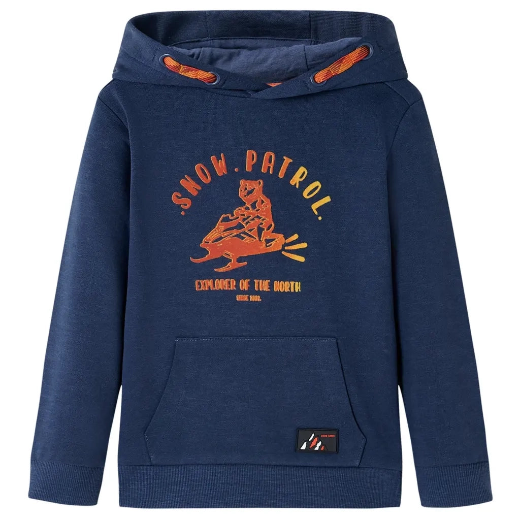 Felpa da Bambino con Cappuccio Blu Marino MÃ©lange e Arancione 92cod mxl 133773