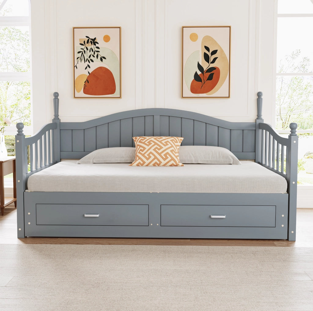 Divano letto estraibile 90/180x190 cm in legno grigio