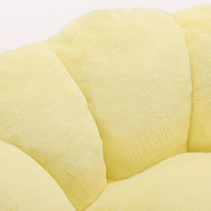 Poltrona pouf compatta a forma di loto con seduta morbida e leggera facile da spostare in tessuto peluche giallo