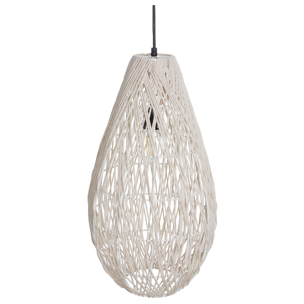Lampada a sospensione con paralume in corda di cotone beige Japandi Stile naturale
