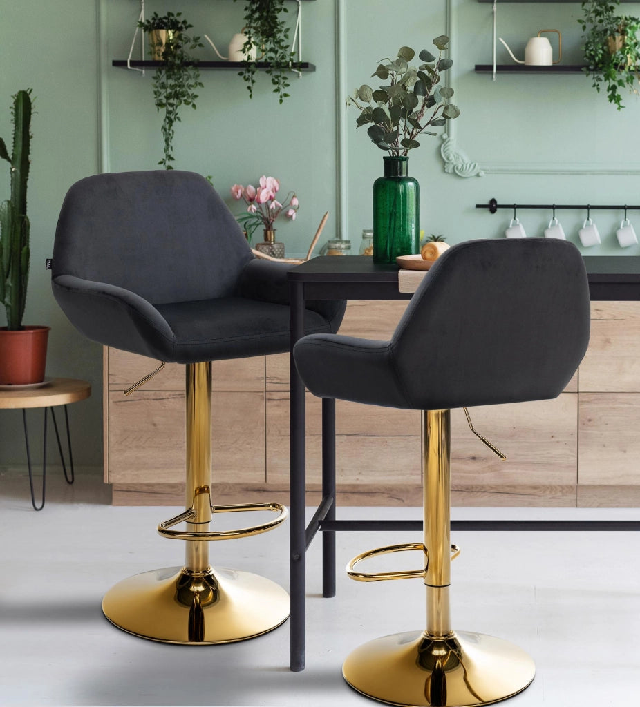 2er Set Barhocker Braga Gold Samt