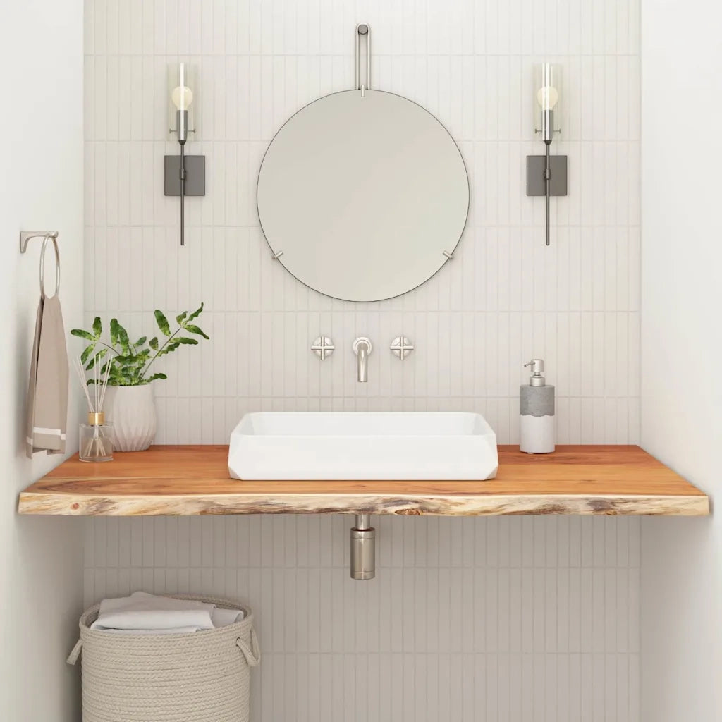 Piano Bagno 140x60x2,5 cm Rettangolare Legno Massello di Acacia 370265