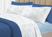 Completo Lenzuola Letto 100% Cotone Made Italy 3027 Disegno Goccia - Piazza E Mezza - Azzurro