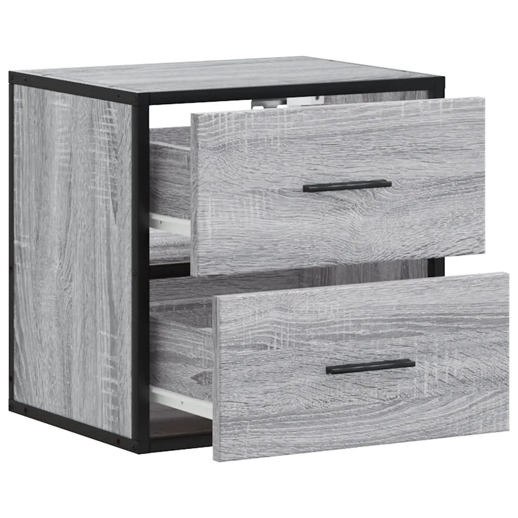 Comodino a Muro Grigio Sonoma 40x31x39,5 cm