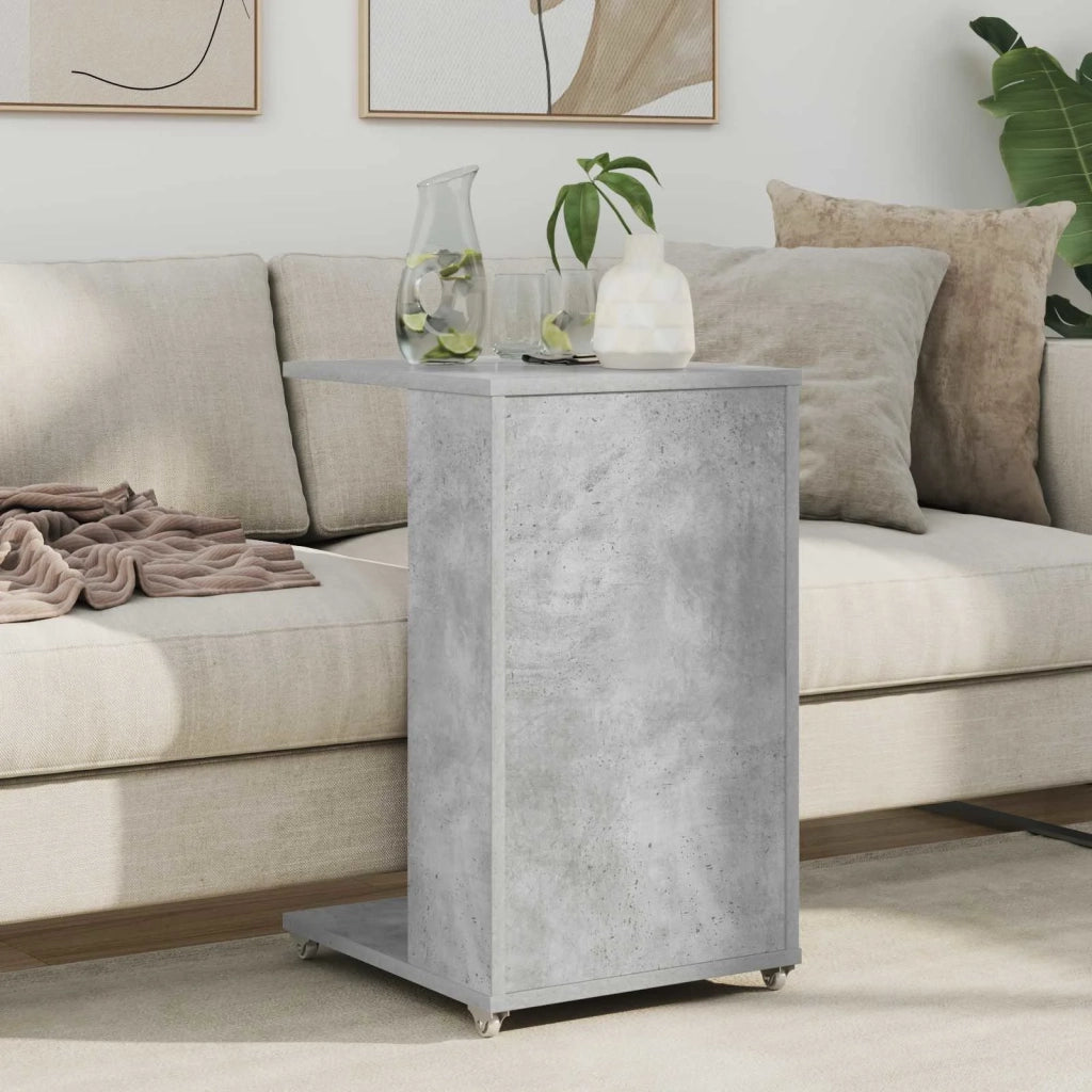 Tavolo laterale con ruota Grigio cemento 40 x 35 x 60 cm 8000375