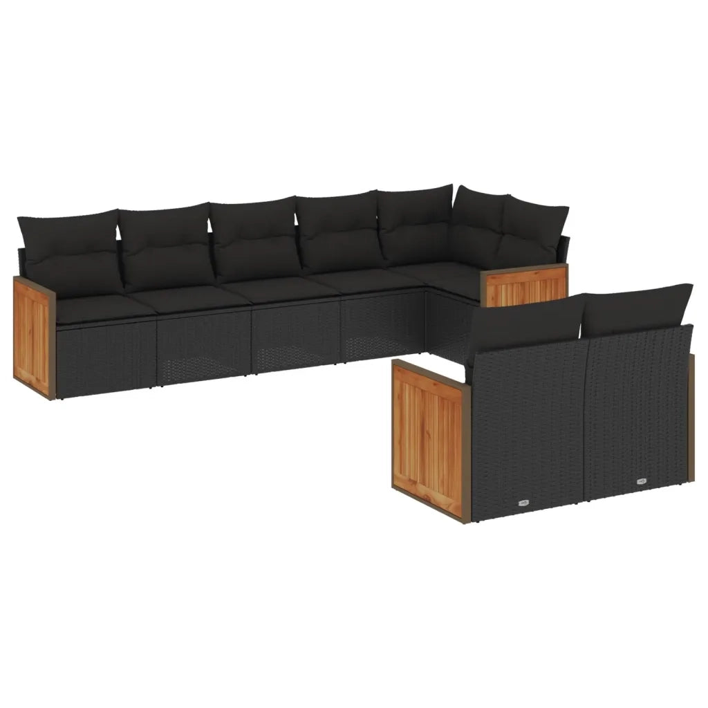 Set Divani da Giardino con Cuscini 8 pz Nero in Polyrattan 3227826