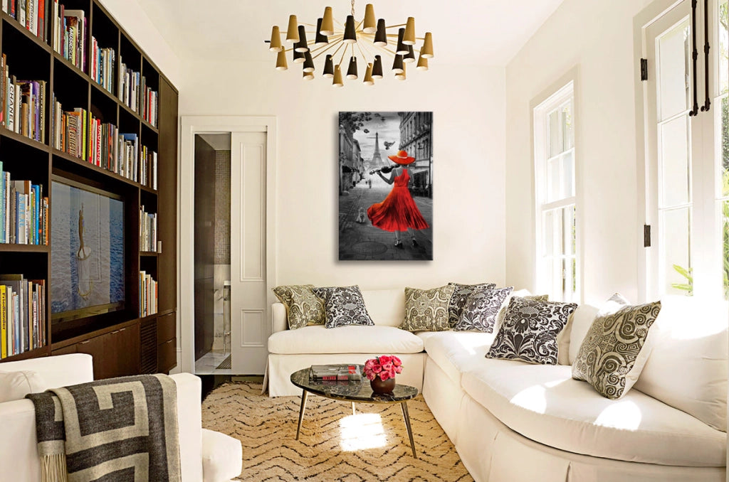Dans Paris -  Quadro Canvas Contemporaneo su telaio in legno Misura: 100x140 cm