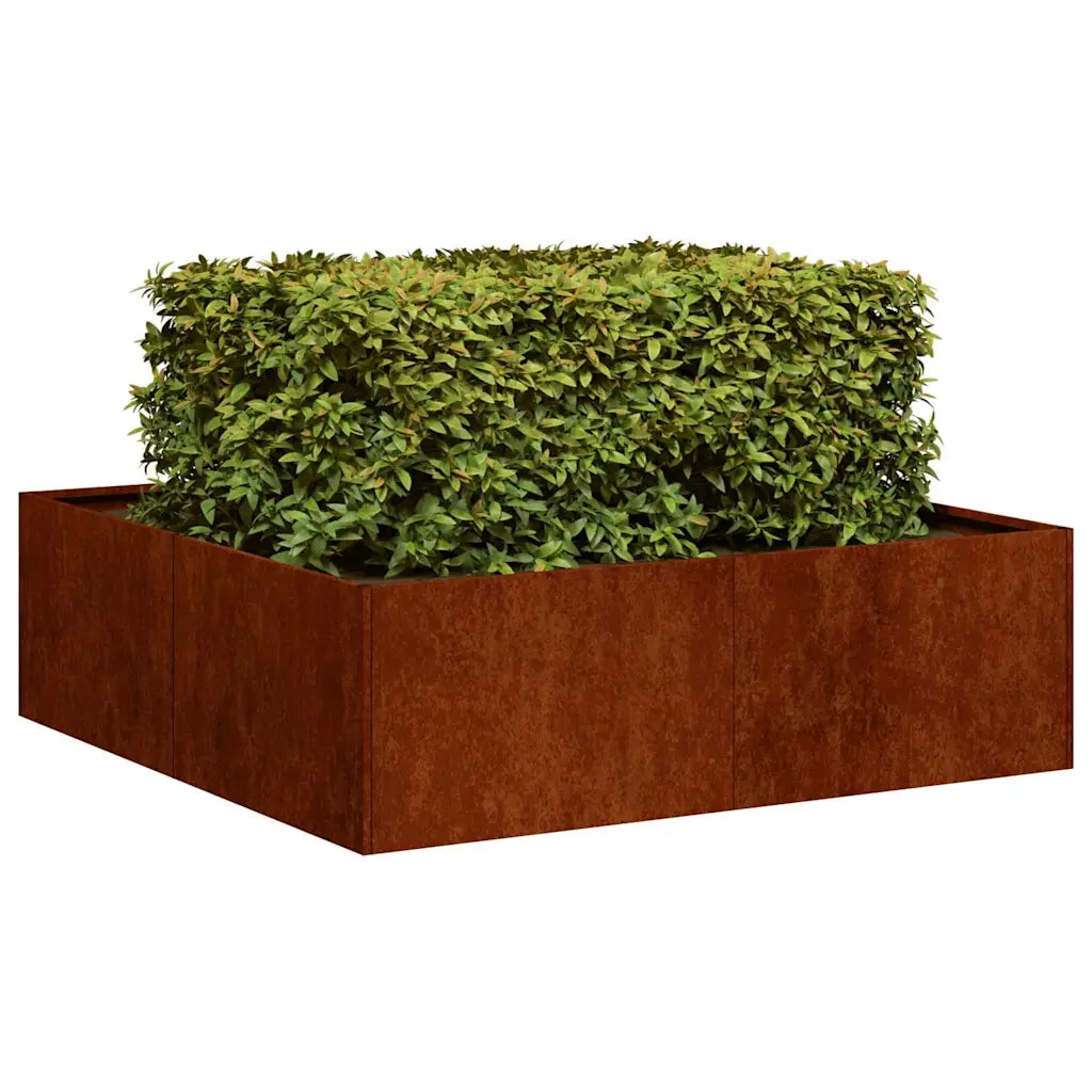 Fioriera Arrugginita 100x100x30 cm in Acciaio Corten 860814