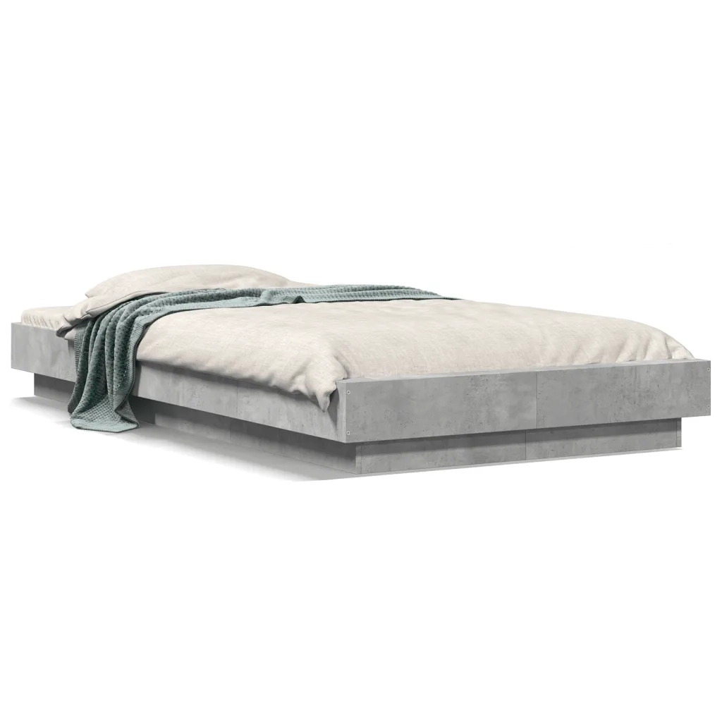 Giroletto Luci LED-Struttura Letto con LED Grigio Cemento 75x190cm in Legno Multistrato 275450