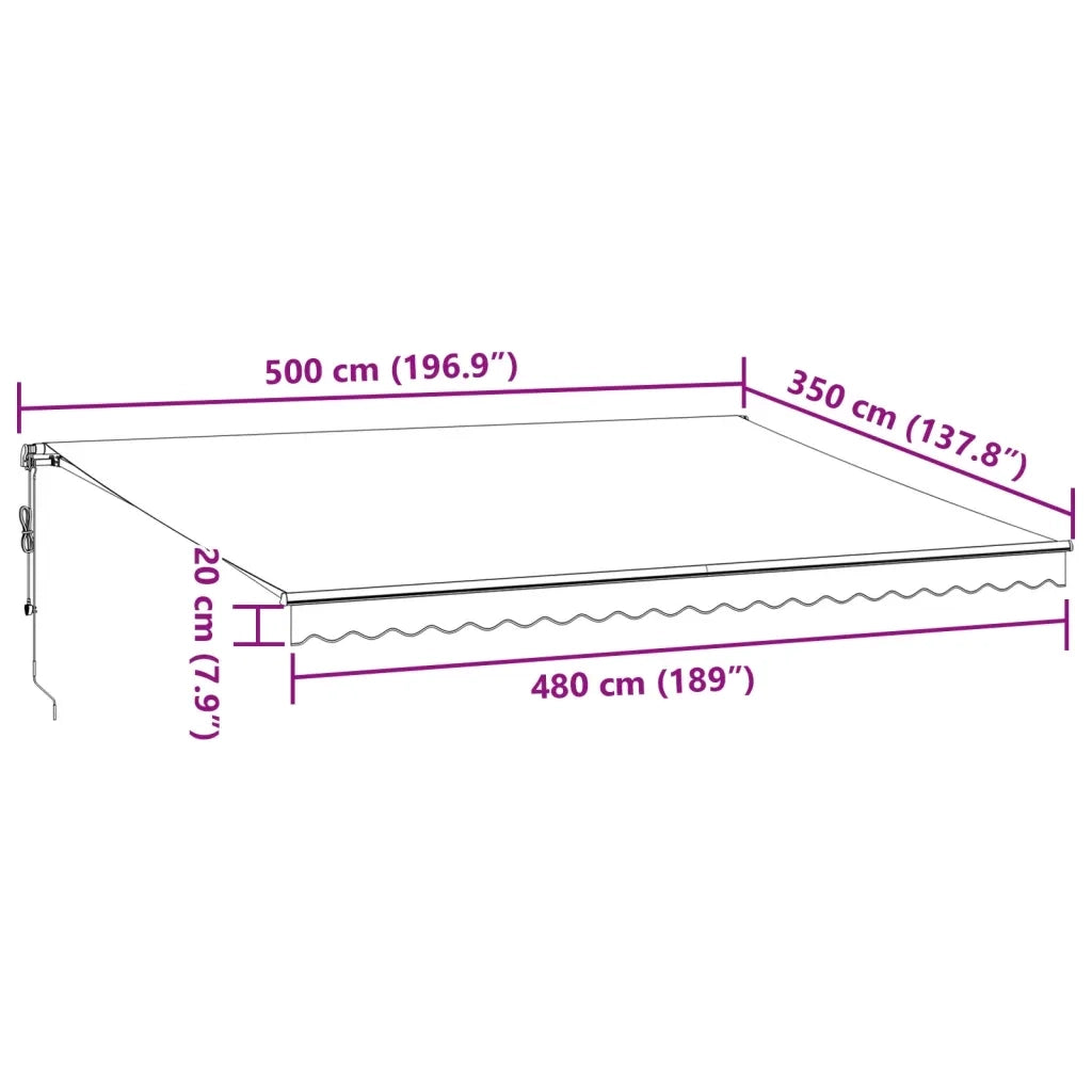 vidaXL Tenda da Sole Retrattile Automatica Bordò 500x350 cm