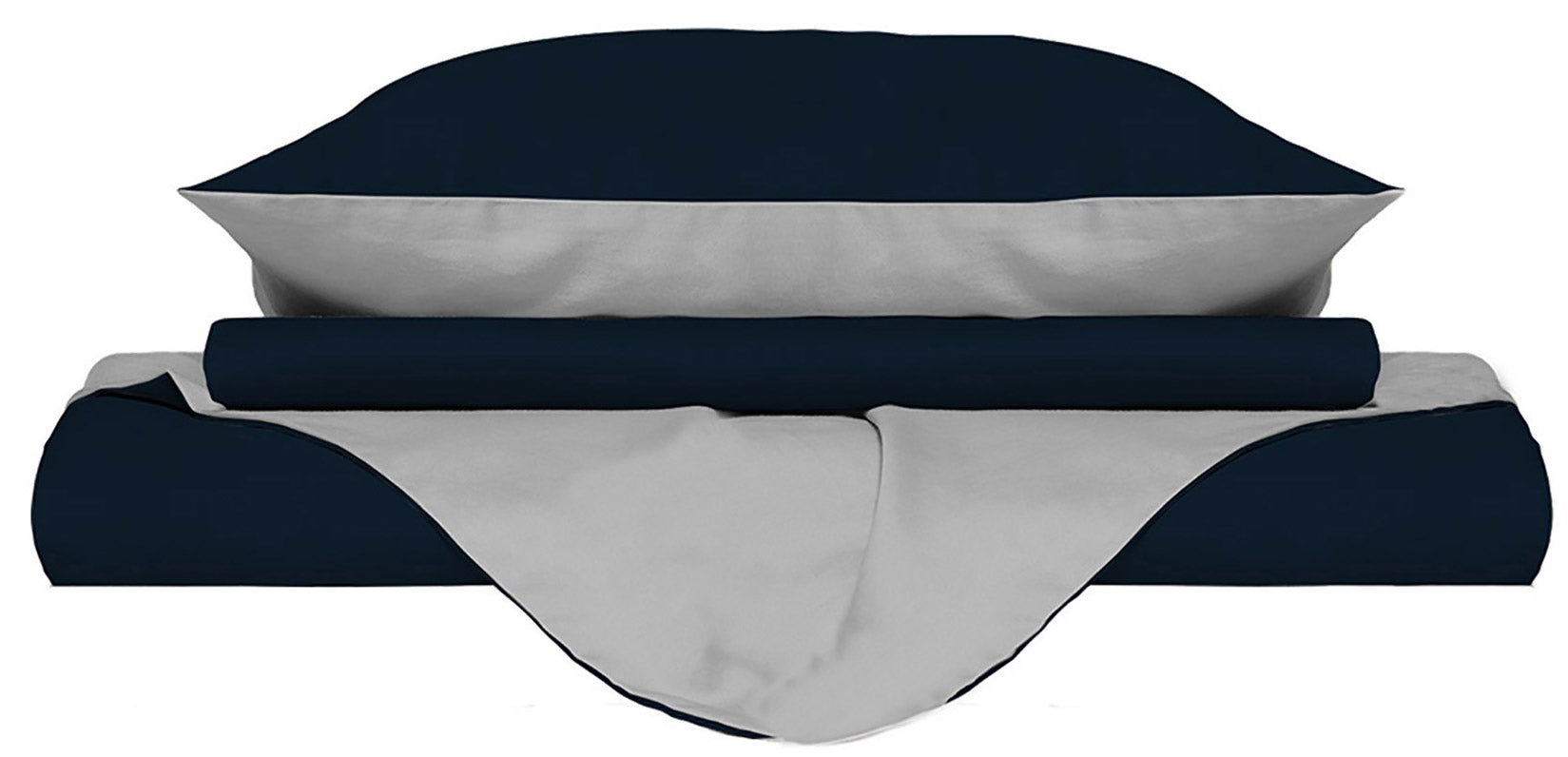 Copripiumino con Sacco e Federe Doubleface Blu Scuro/Grigio Chiaro 1 Piazza e Mezzo