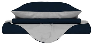 Copripiumino con Sacco e Federe Doubleface Blu Scuro/Grigio Chiaro 1 Piazza e Mezzo