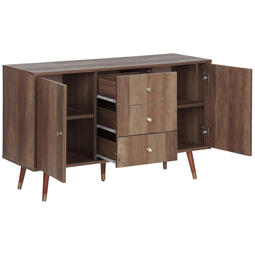 Madia credenza in legno scuro 2 ante 3 cassetti Mobile contenitore in stile rustico