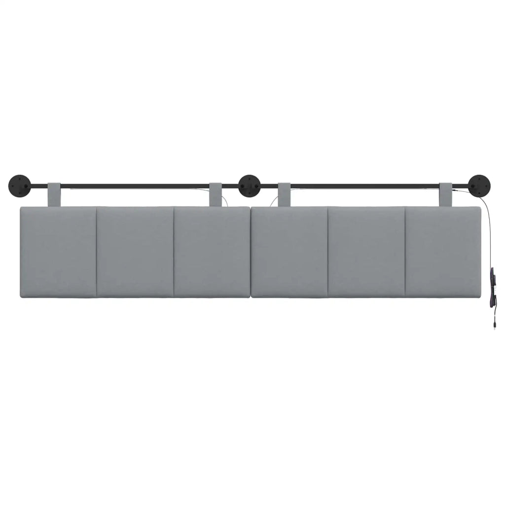 Testiera sospesa Con luce LED Grigio Chiaro Tessuto