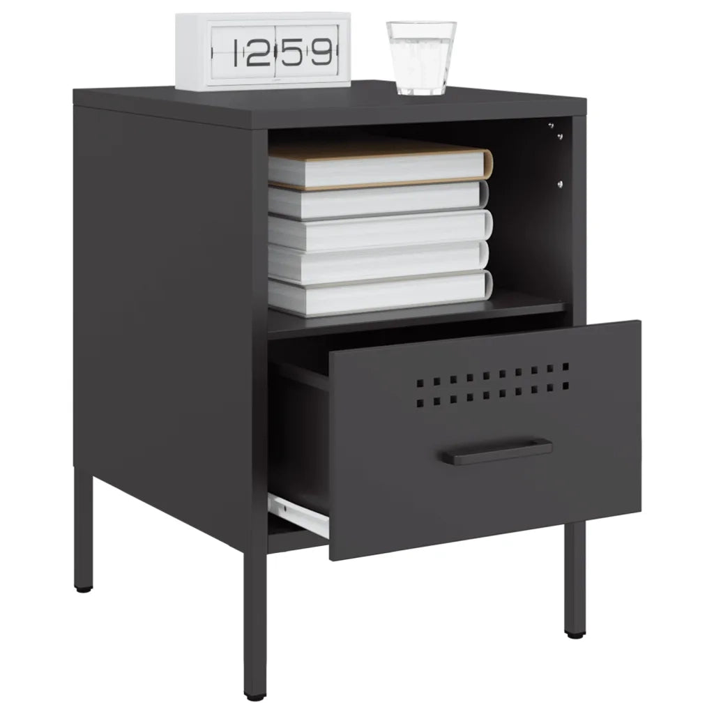Comodini 2 pz Nero 36x39x50,5 cm in Acciaio 843055