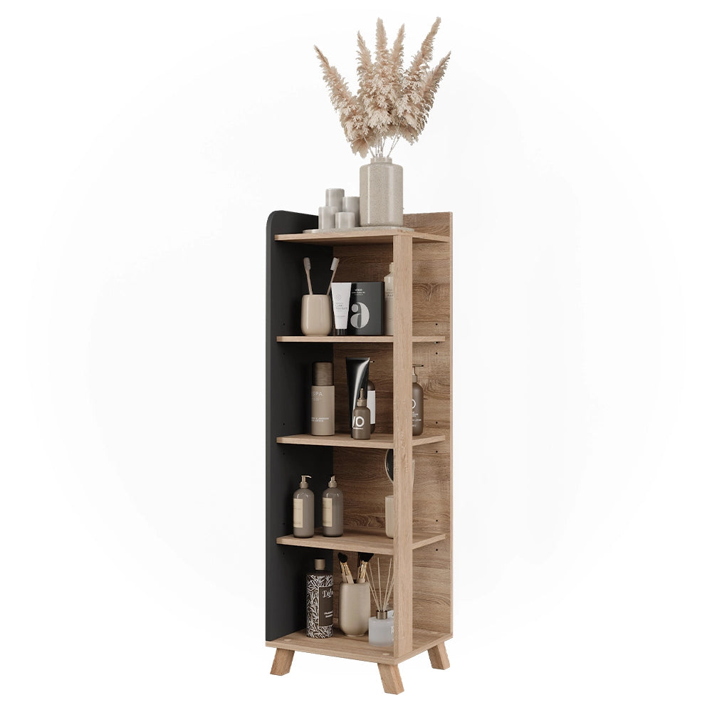 Vicco Mensola da bagno Sonoma/antracite 40 x 128 cm con 4 scomparti