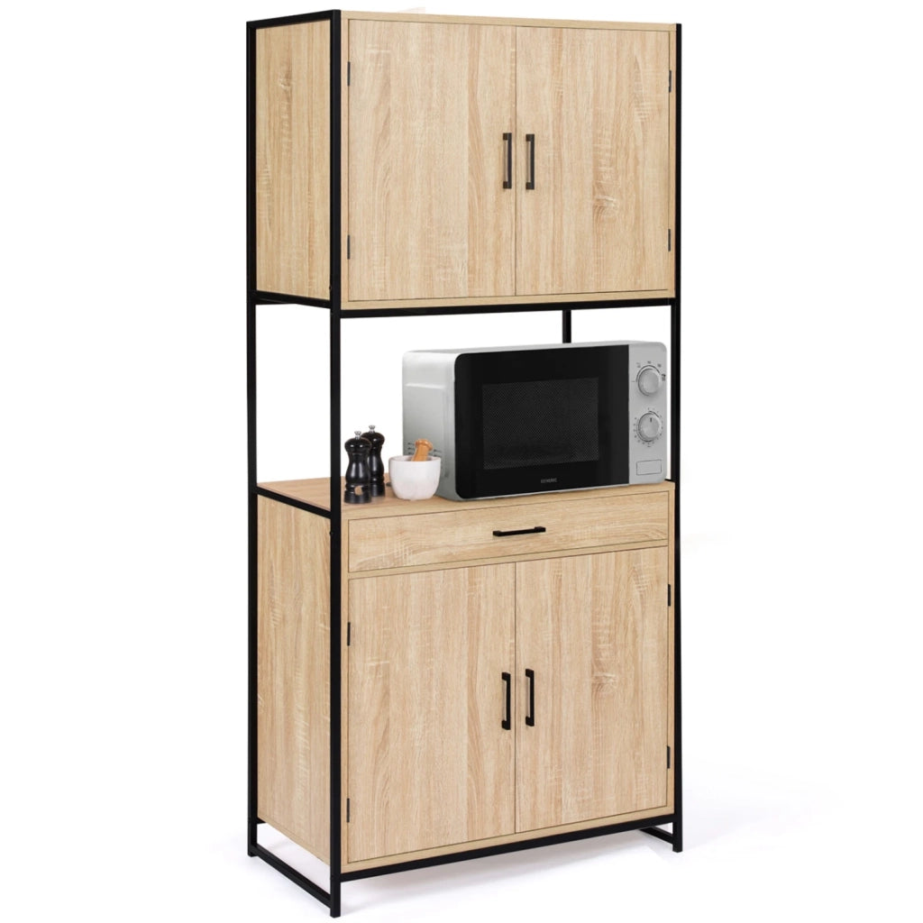 IDMarket - 80 cm Credenza da cucina DETROIT Armadio di design industriale a 4 ante + cassetto