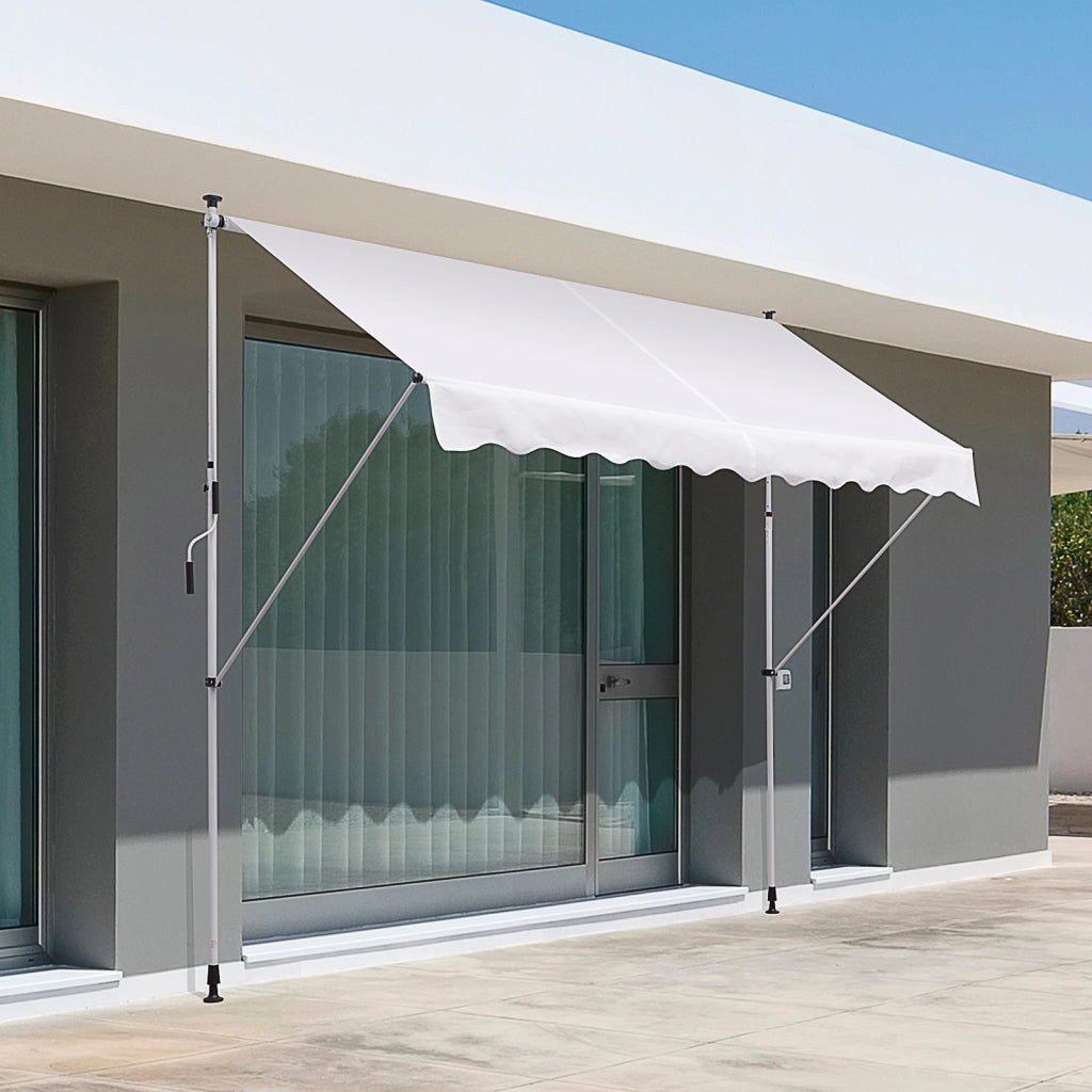 Tenda da Sole a Bracci 3x1.5m con Manovella e Struttura Telescopica, Bianco