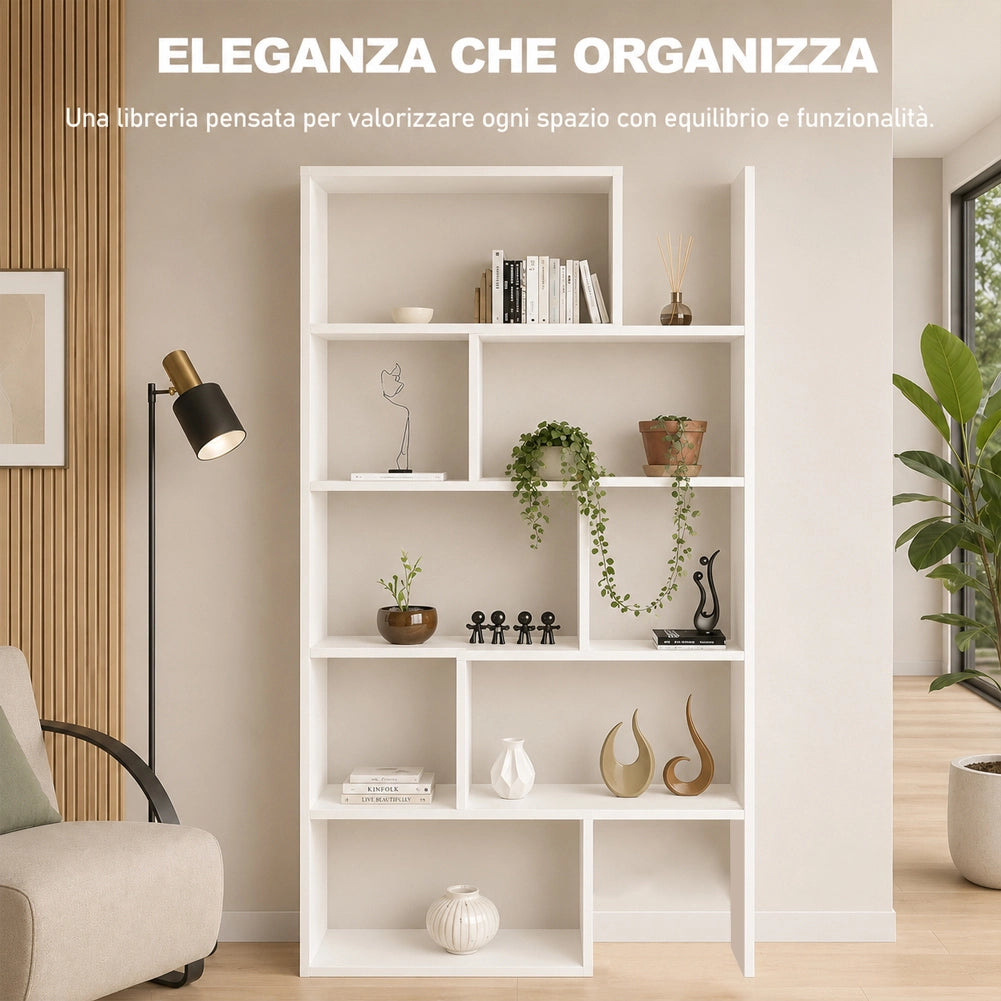 Libreria Modulare Apribile Legno Bianco Scaffale Libri Componibile 72x22x200cm