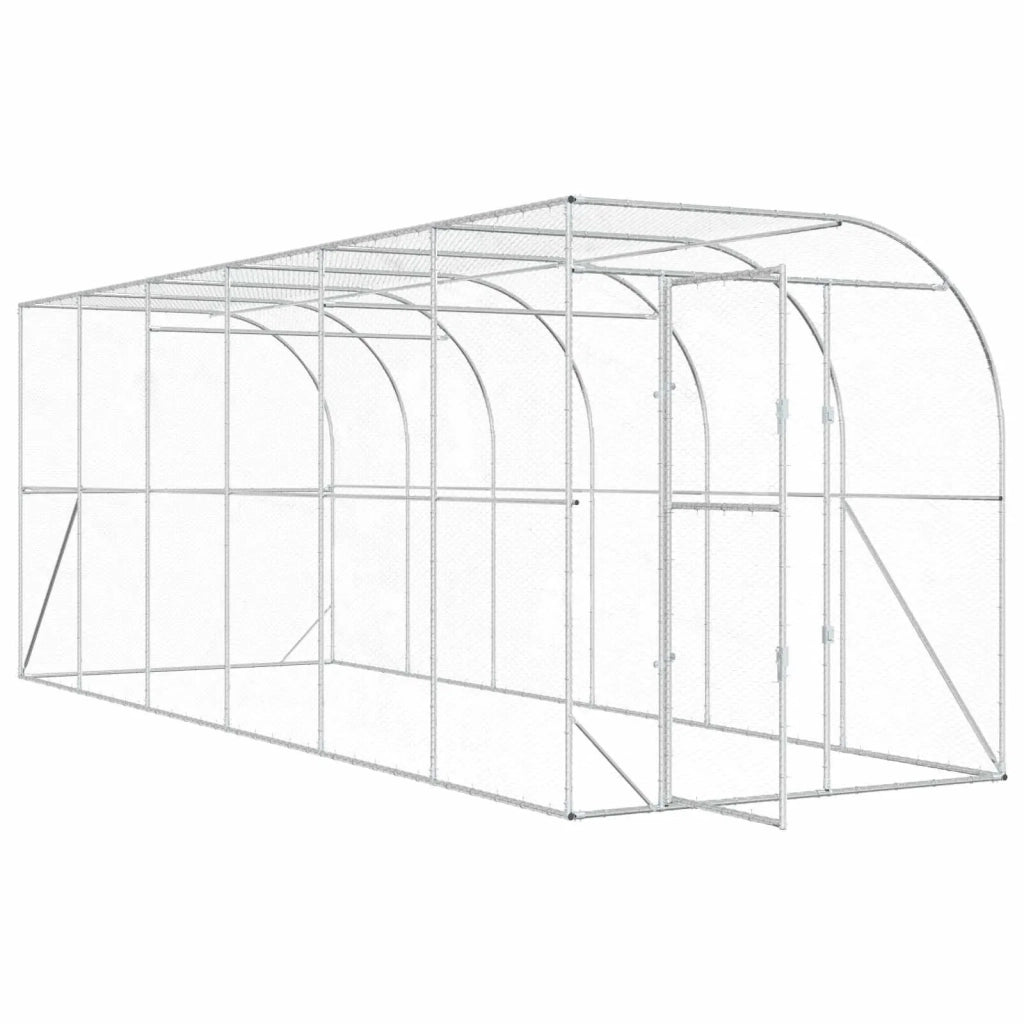 Gabbia per Polli Contro il Muro Argento 600 x 150 x 215 cm 3434732