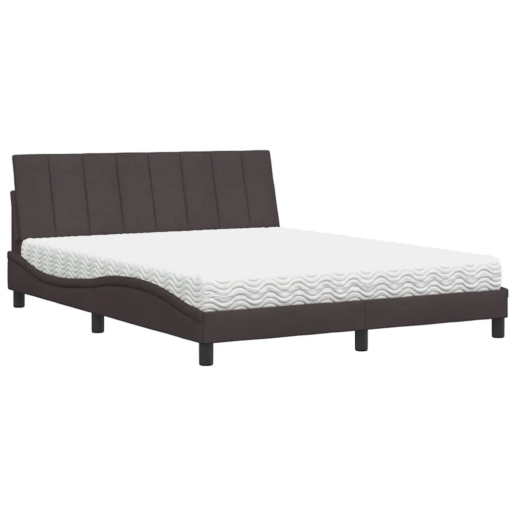 Letto con Materasso Hanko Marrone Scuro 160x200cm Tessuto 3310541