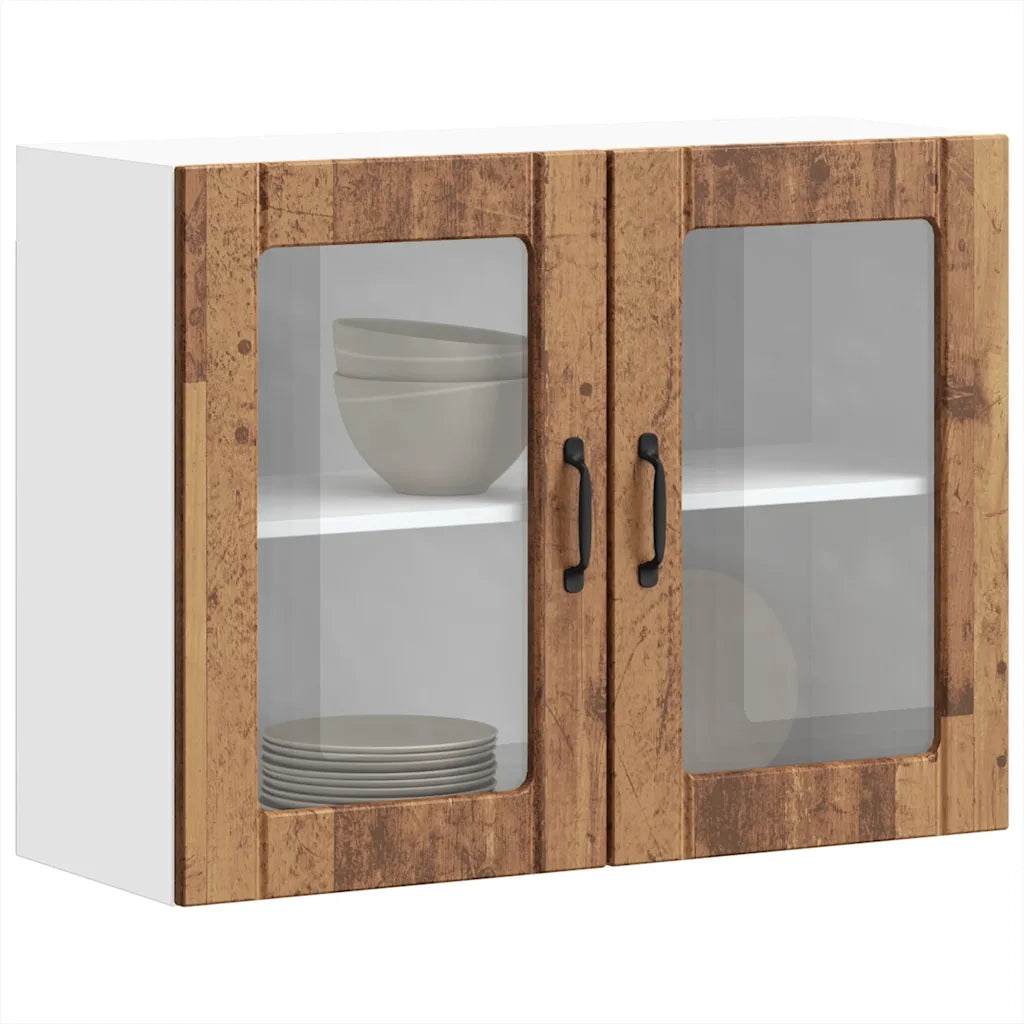 vidaXL Pensile da Cucina con Porta in Vetro Lucca Legno Vecchio