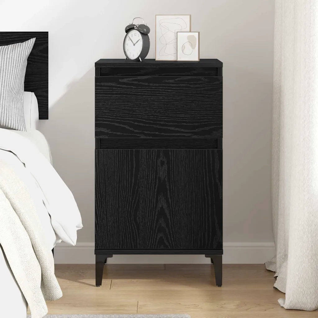 Comodino | Armadio da Notte | Mobiletto da notte Rovere Nero 40 x 35 x 70 cm Legno multistrato
