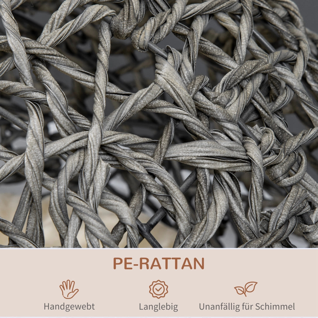 Casetta per Gatti in Rattan con Cuscini Grigio Argento ?52x58 cm ¨C zephmum