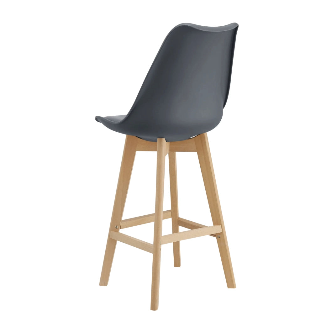 Set di 4 sgabelli da bar in plastica sintetica finitura faggio 105 x 48 x 58 cm grigio 03_0008718