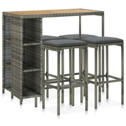 Set da Bar da Giardino 5 pz con Cuscini in Polyrattan Grigio cod mxl 35766