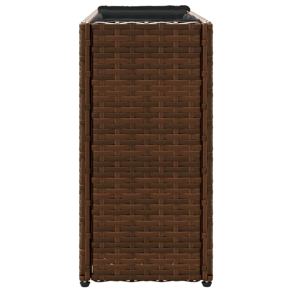 Fioriera rialzata per piante fiori terrazza giardino con 2 vasi 90 x 20 x 40 cm resina intrecciata marrone 02_0038084