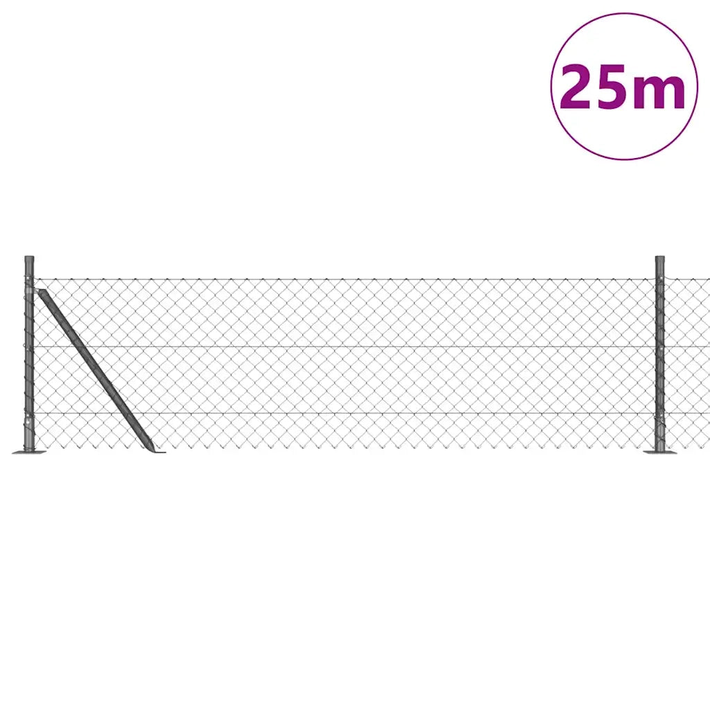 Palo della recinzione | Pannello per recinzione Grigio 25 x 0,4 m (rete 40 x 40 mm)