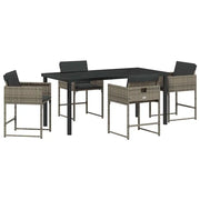 Set da Pranzo per Giardino con cuscino 5 pz | Set Salotto da Giardino Grigio polyrattan