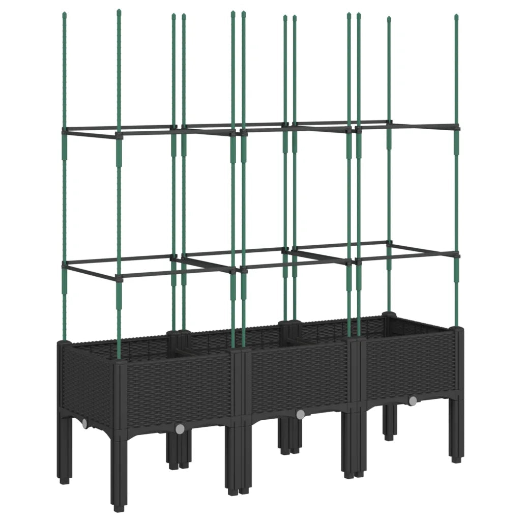 Fioriera da Giardino con Traliccio Nera 120x40x142,5 cm in PP 367958