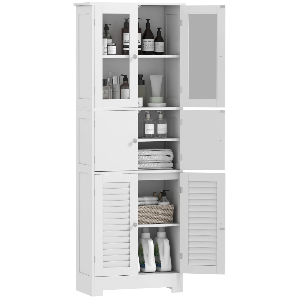 Colonna Bagno con 3 Armadietti e Ante in Vetro e a Persiana ¨C Minimal ¨C Bianco 60x30x170.5cm
