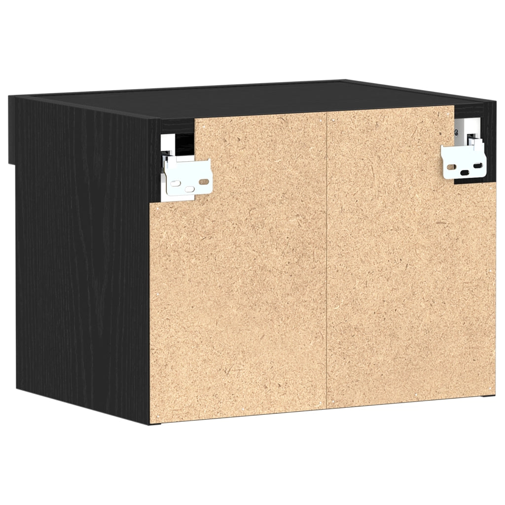 Armadio a muro  con luci LED Rovere Nero 40x30x30 cm