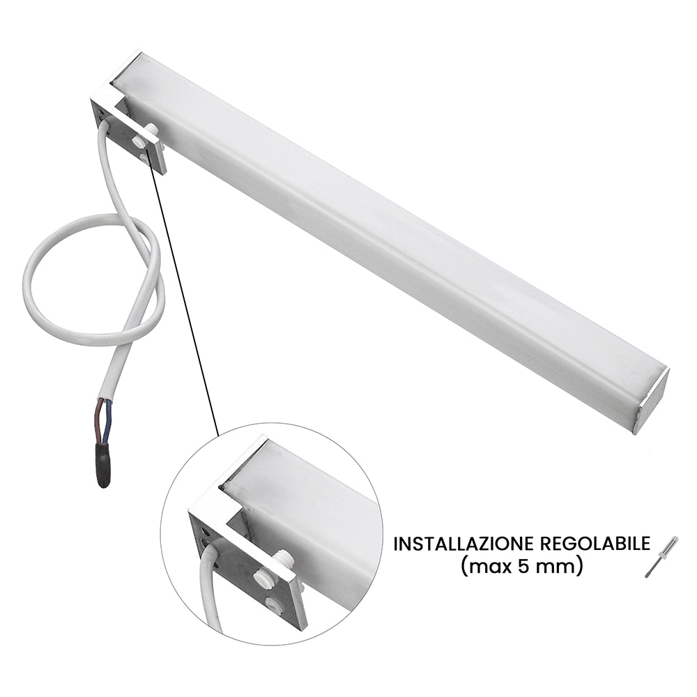 Specchio tondo 80 cm a filo lucido con lampada a LED da 26 cm