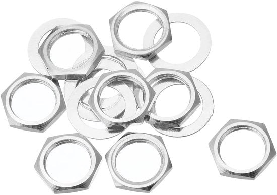 Set di mozioni per chitarra/basso da 8 - M9 - Mozioni a anello - Jack di ingresso/uscita - Argento - Adatto per chitarra/basso - Mozioni a jack
