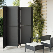Divisorio per Ambienti | Divider per stanze | Paravento a 5 Pannelli Nero in Polyrattan