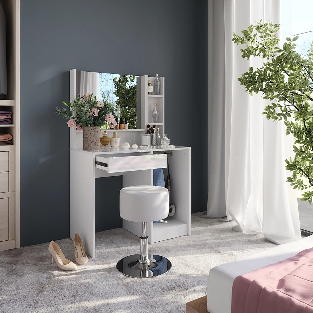 Vicco Tavolo da toeletta Bianco/bianco lucido 89.8 cm 4 parti