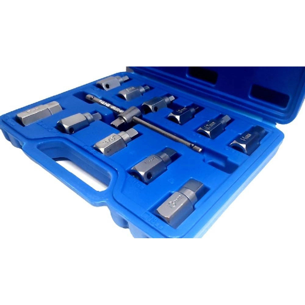 Trade Shop - Chiave Del Carter Quadrato Ed Esagonale Set 12 Pezzi Chiavi Universali A Bussola -
