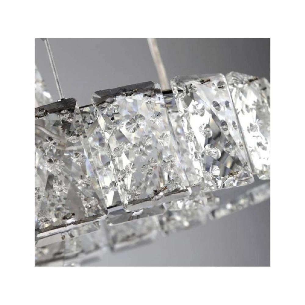 Trade Shop - Lampadario Led Design Moderno Cerchi Di Cristallo 25 Watt Luce Bianco Freddo B34 -