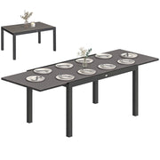 Tavolo da pranzo allungabile per esterno 8-10 persone ¨C Xylo ¨C piano vetro temperato, telaio alluminio nero, 140/240x90 cm