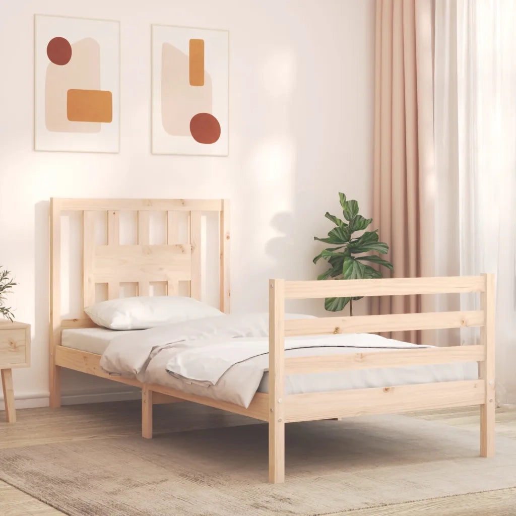 Giroletto con Testiera-Struttura Letto con testiera 90x200 cm in Legno Massello 620331