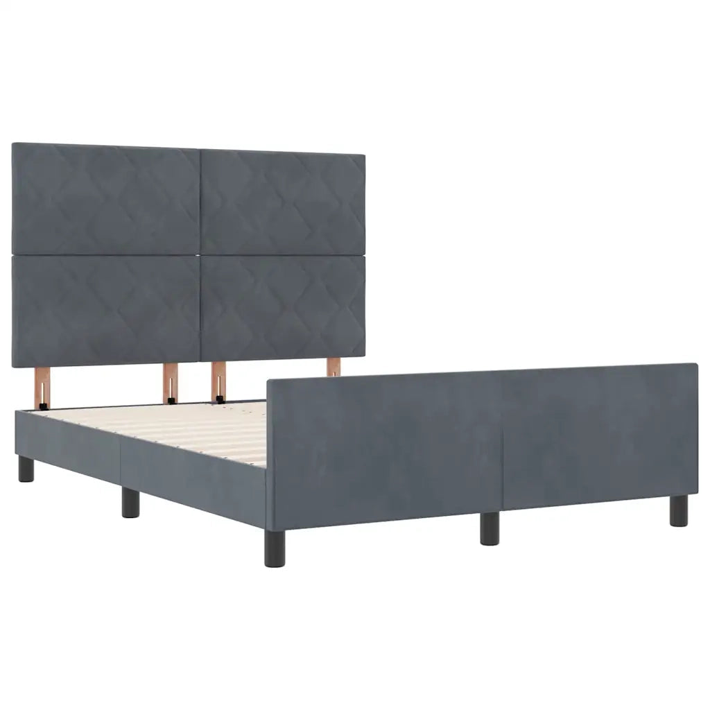 Letto a molle con testiera Grigio scuro 140 x 200 cm Velluto 3345012