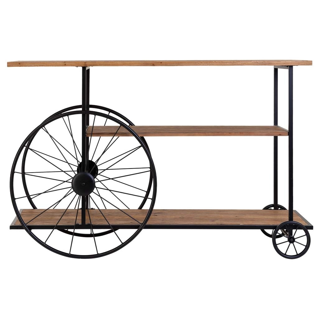 Console in legno e metallo laccato nero con 2 ripiani 120x42x78h cm