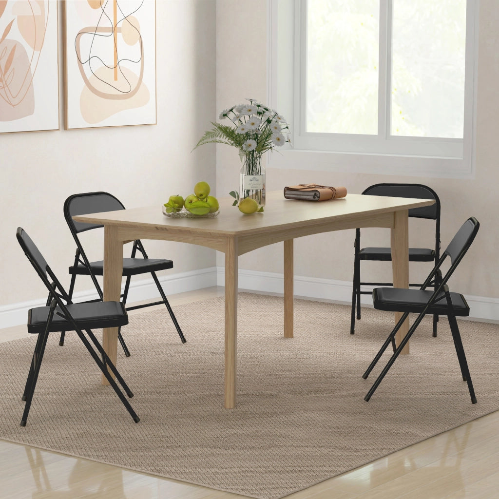 Set 2 Sedie Pieghevoli Imbottite 45x46x78 cm in Finta Pelle PU e Metallo Nero