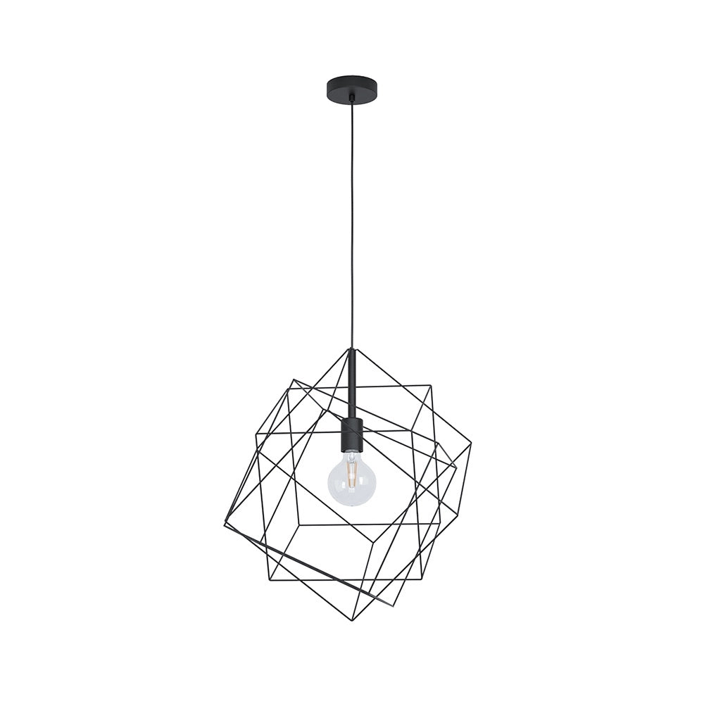 Lampadario Industrial Straiton 1 Luce Acciaio Nero Grande