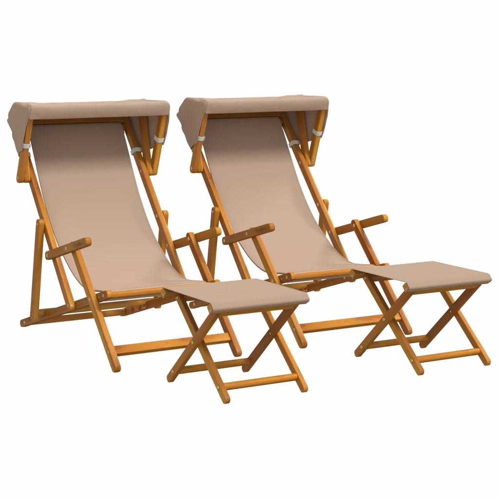 Lettino 4 pz 3 Posizione Legno di Eucalipto Massello Tortora 3407804