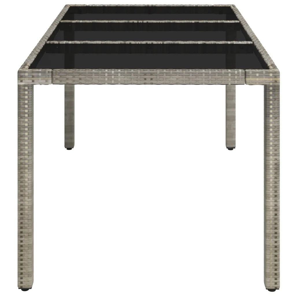 Tavolo da Giardino Piano in Vetro Grigio 150x90x75cm Polyrattan cod mxl 34362